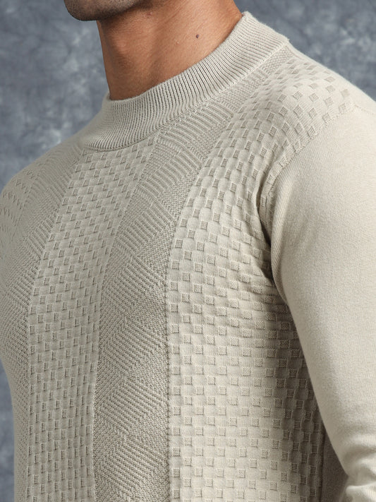 Off White Full Sleeve Knitted T-Shirt