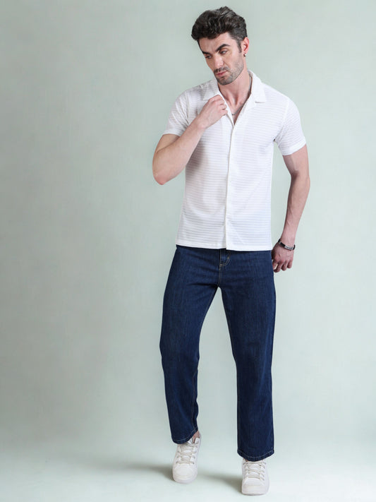 Imported Taiwan Sunset Plaid Textured Shirt -White