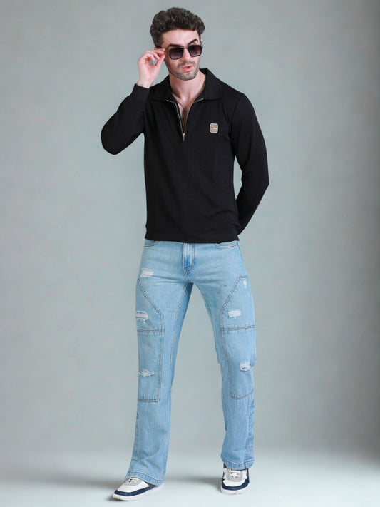 Imported Jumpers 420 gsm Sweat Shirt - Jet Black fully stretch