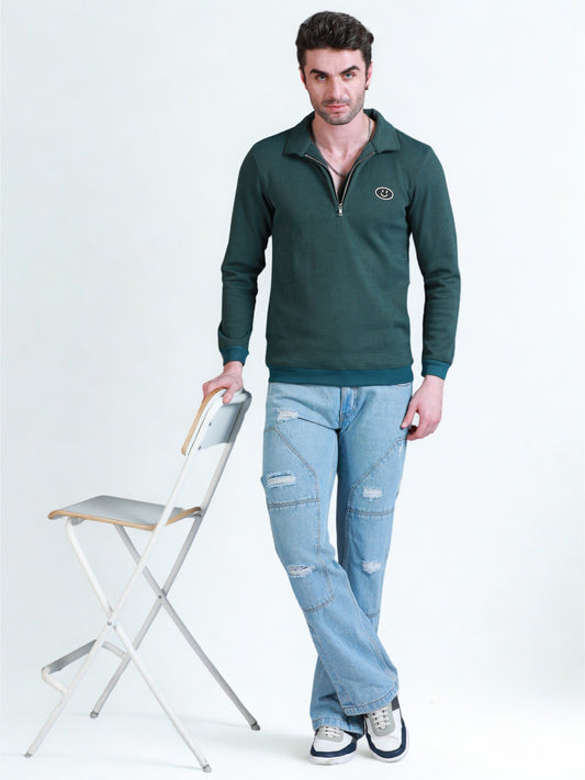 Imported Jumpers 420gsm Sweat Shirt - Green fully stretch