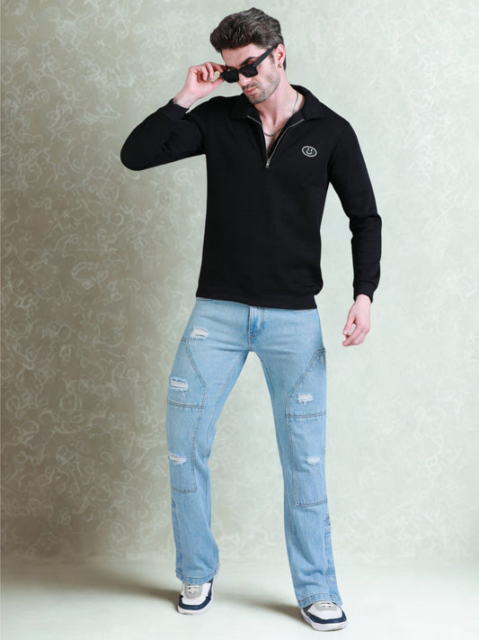 Imported Jumpers 320gsm Sweat Shirt - Black fully stretch