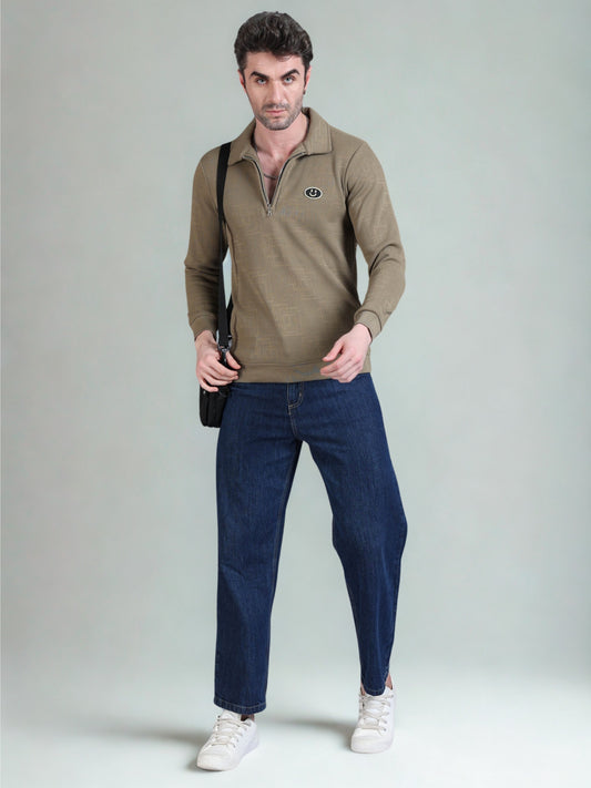 Imported Jumpers 420gsm Sweat Shirt - Dark Khaki fully stretch