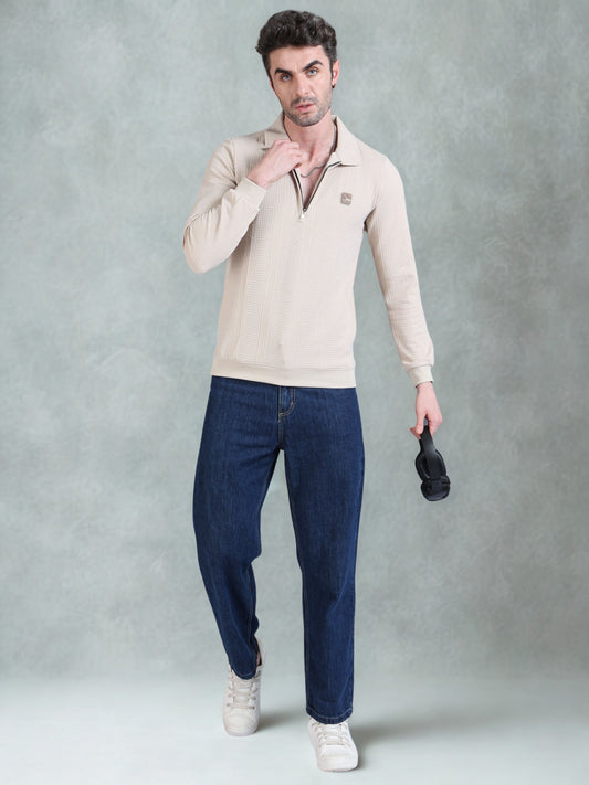 Imported Jumpers  320 gsm Sweat Shirt - Cream fully stretch