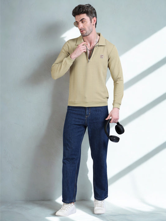 Imported Jumpers  320 gsm Sweat Shirt - Khaki fully stretch