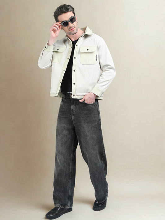 Off White Double Pocket Imported Shackets