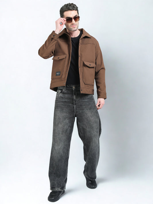 Dark Brown Double Pocket Imported Shackets