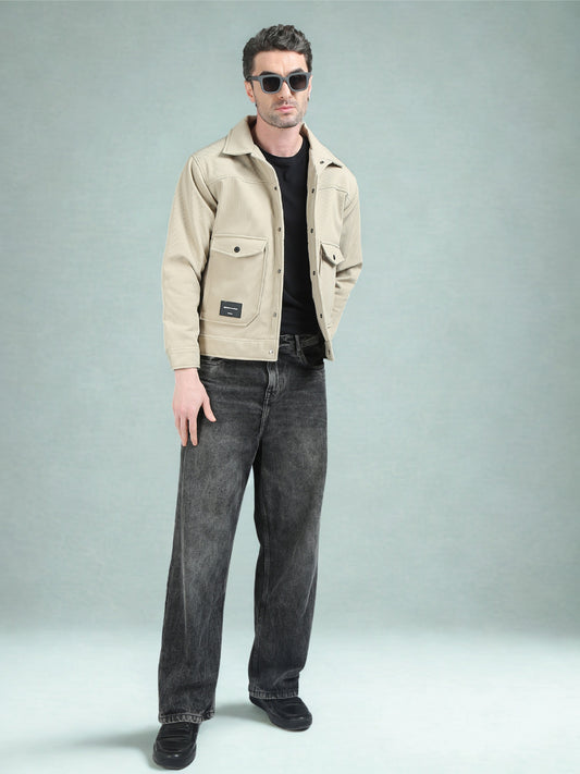 Beige Double Pocket Imported Shackets