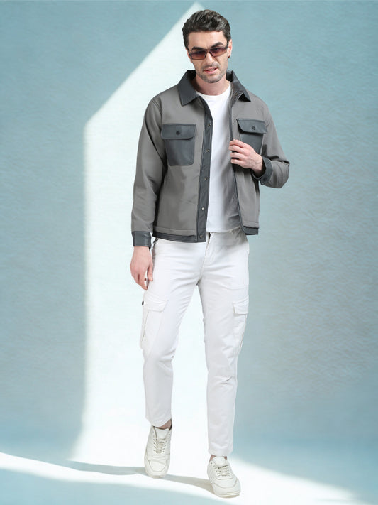 Stone Grey Double Pocket Imported Shackets