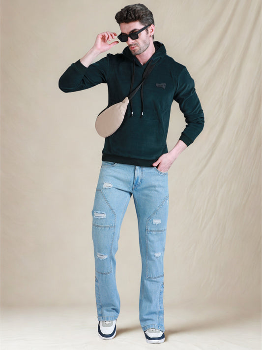 Green Velvet Designer Hoodie 420 gsm fleece stretchable