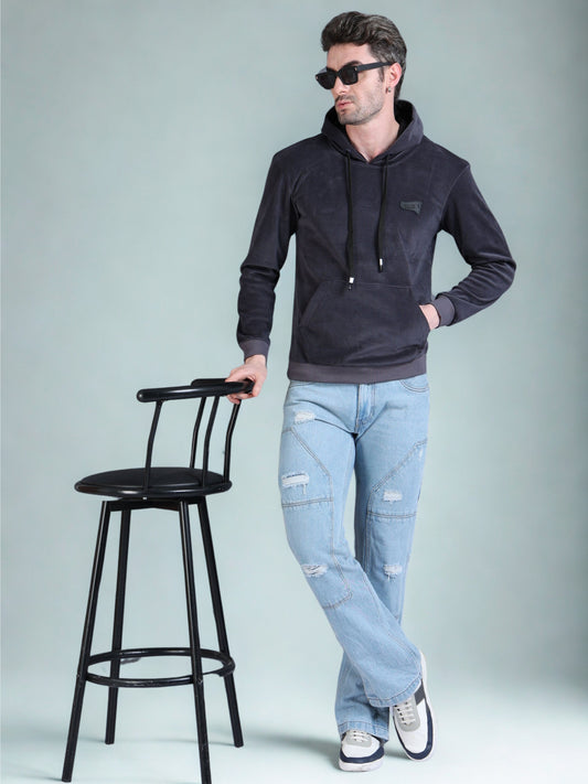 Grey Velvet Designer Hoodie 420 gsm fleece stretchable