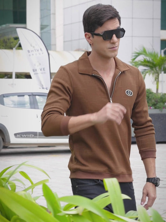 Imported Jumpers 420 gsm Sweat Shirt -Brown fully stretch