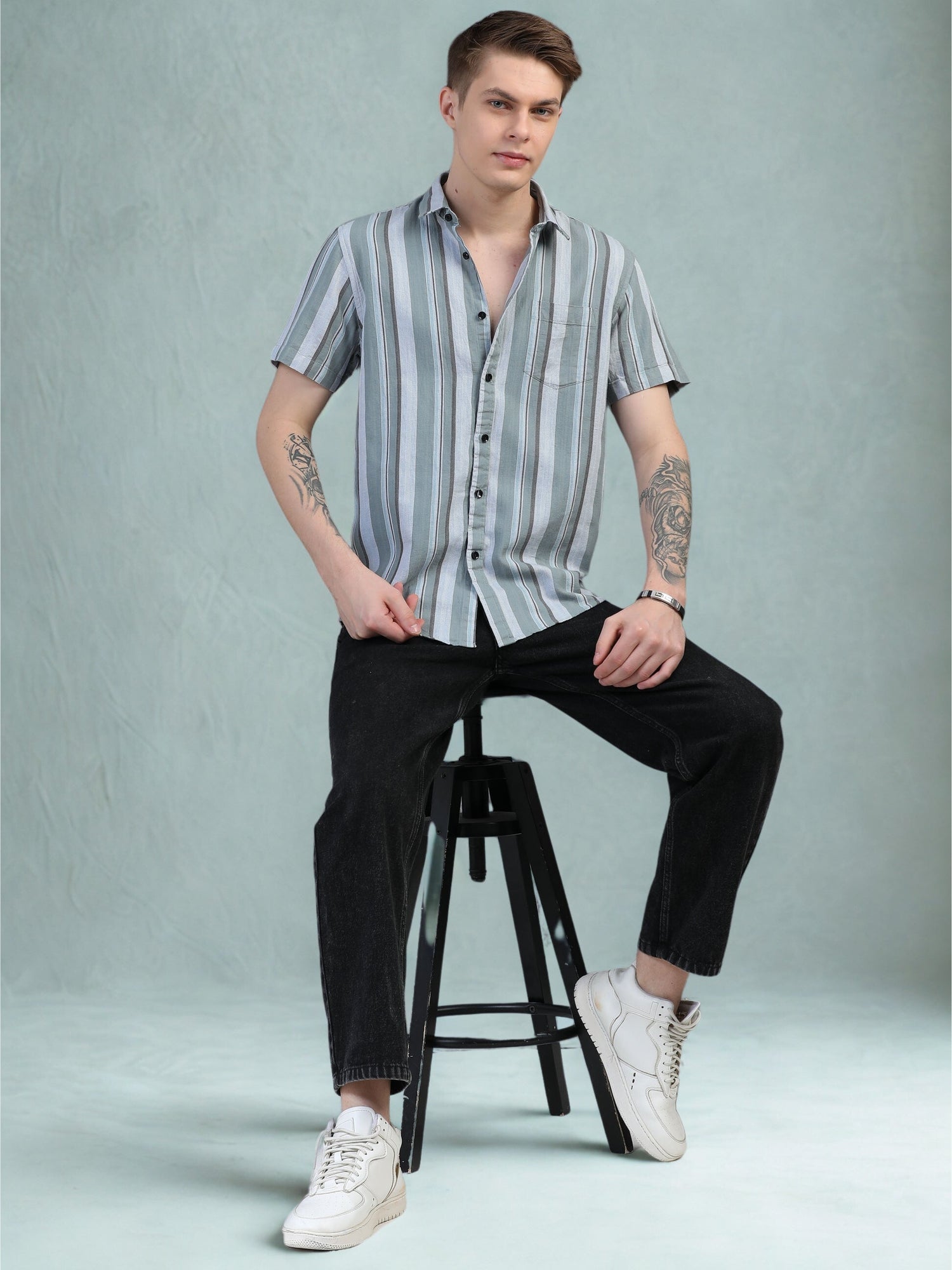 Half Sleeve Striped Shirt