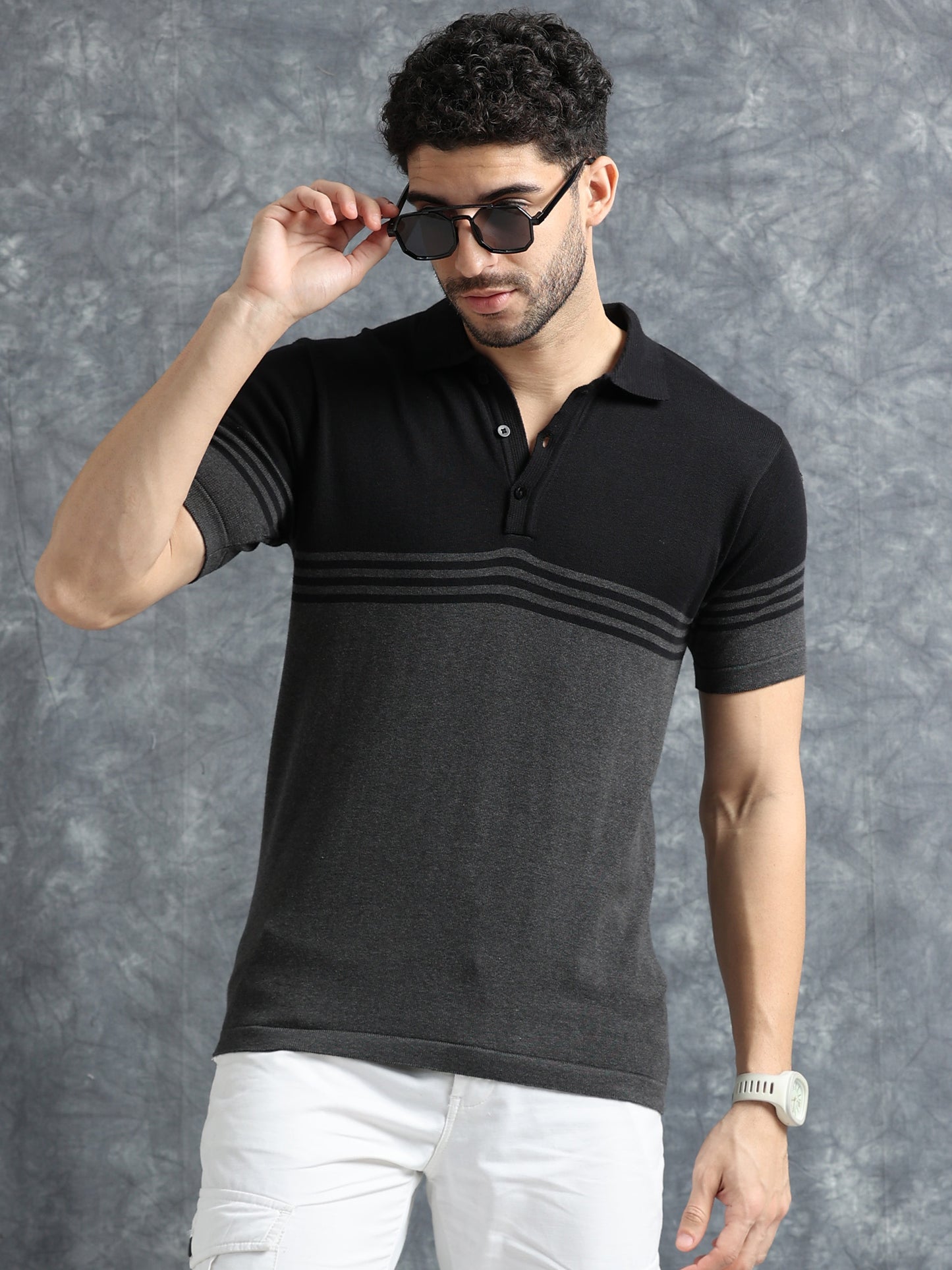 Classic Polo Tee - Black & Grey