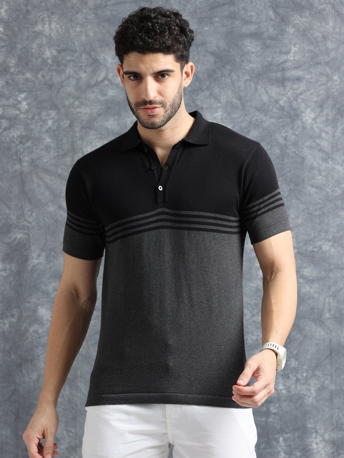 Classic Polo Tee - Black & Grey