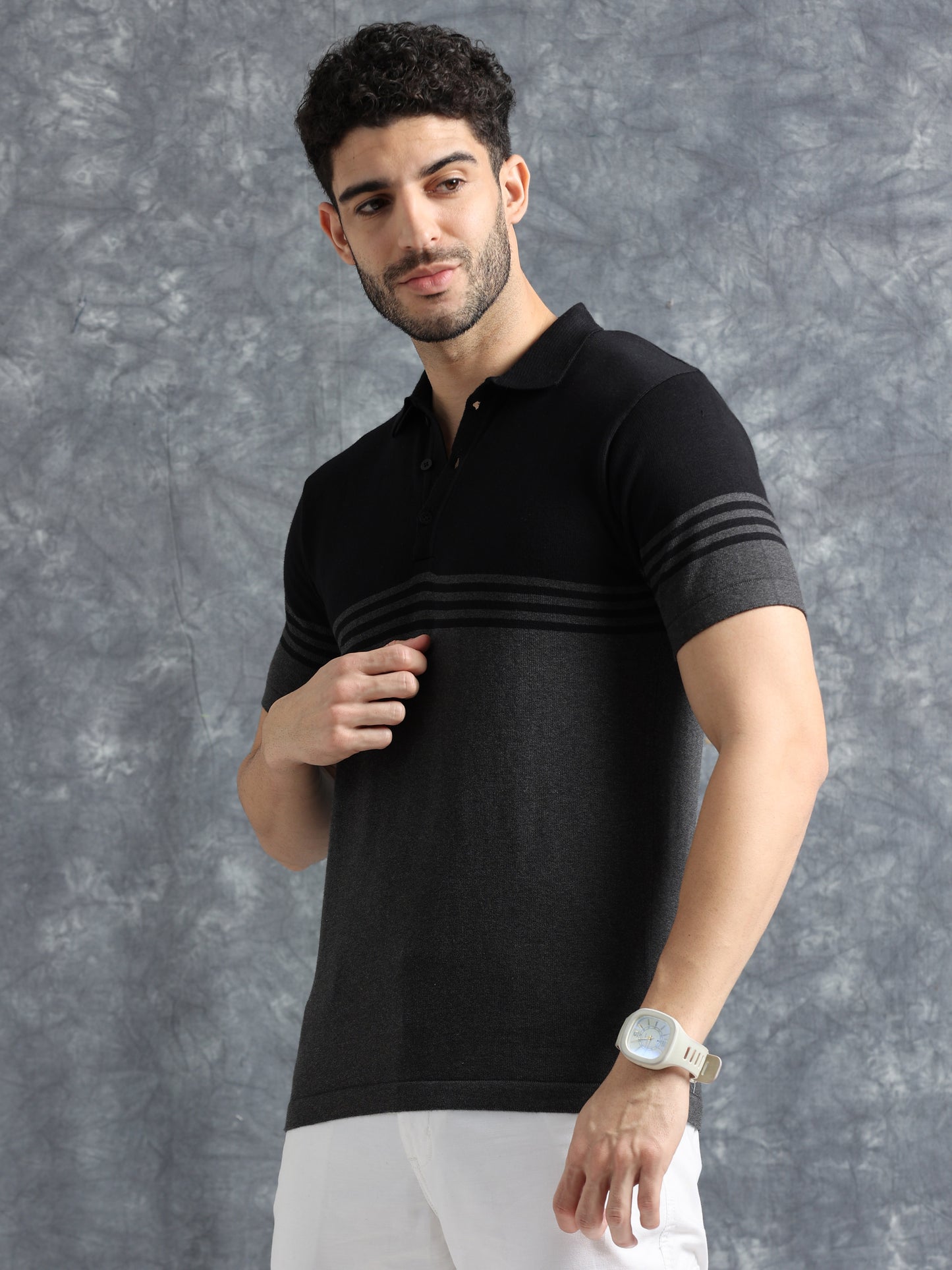 Classic Polo Tee - Black & Grey