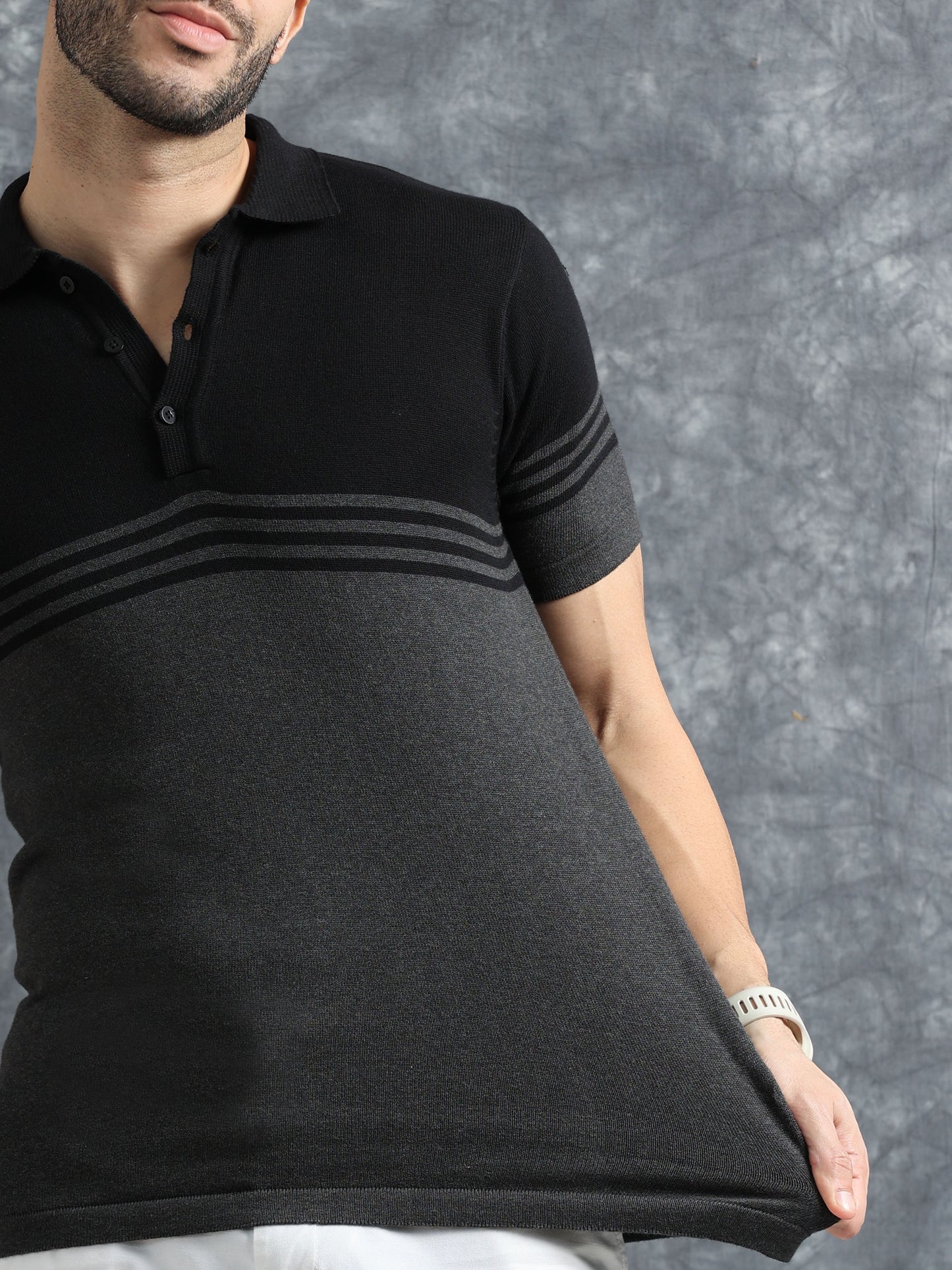 Classic Polo Tee - Black & Grey