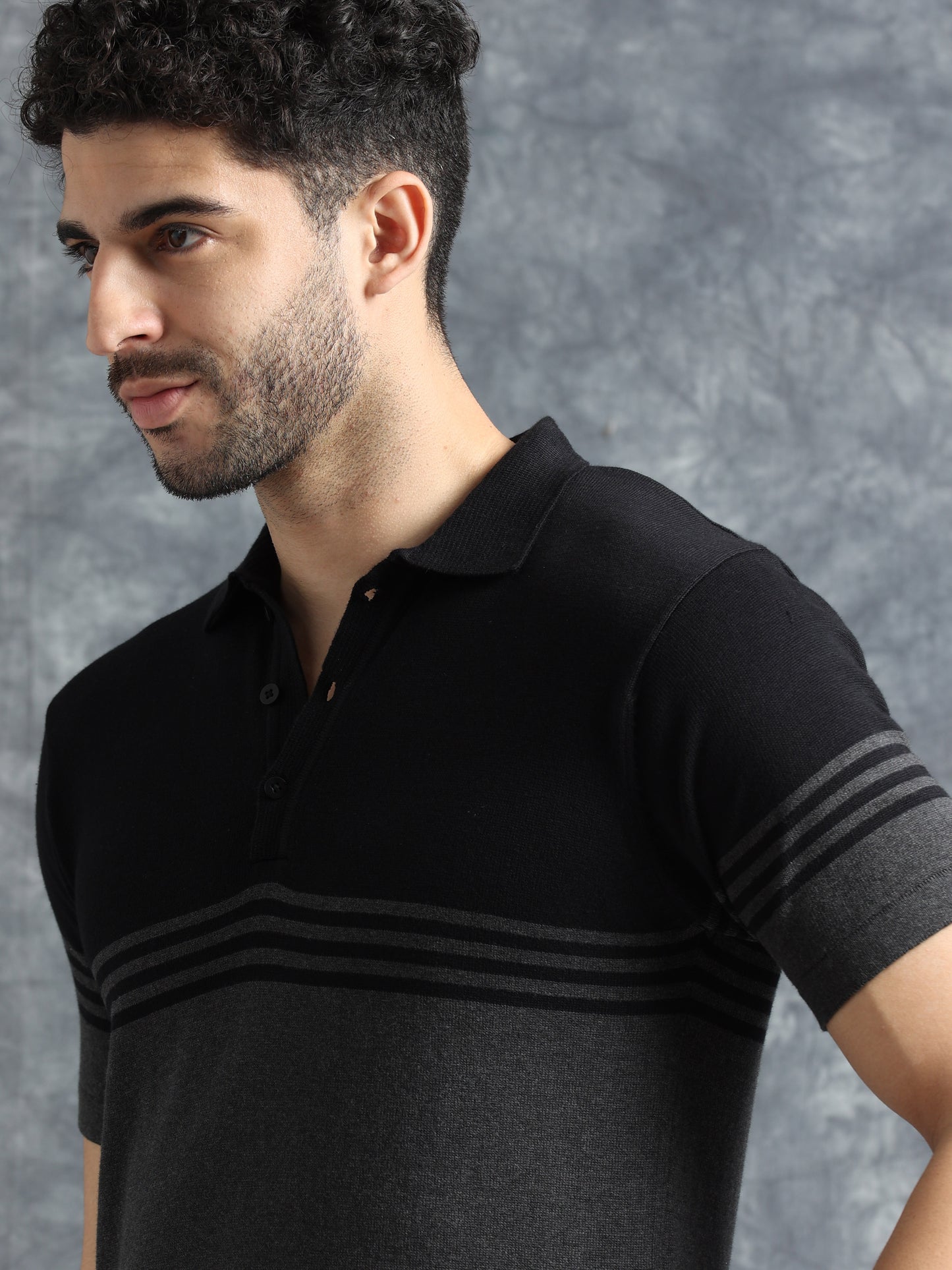 Classic Polo Tee - Black & Grey