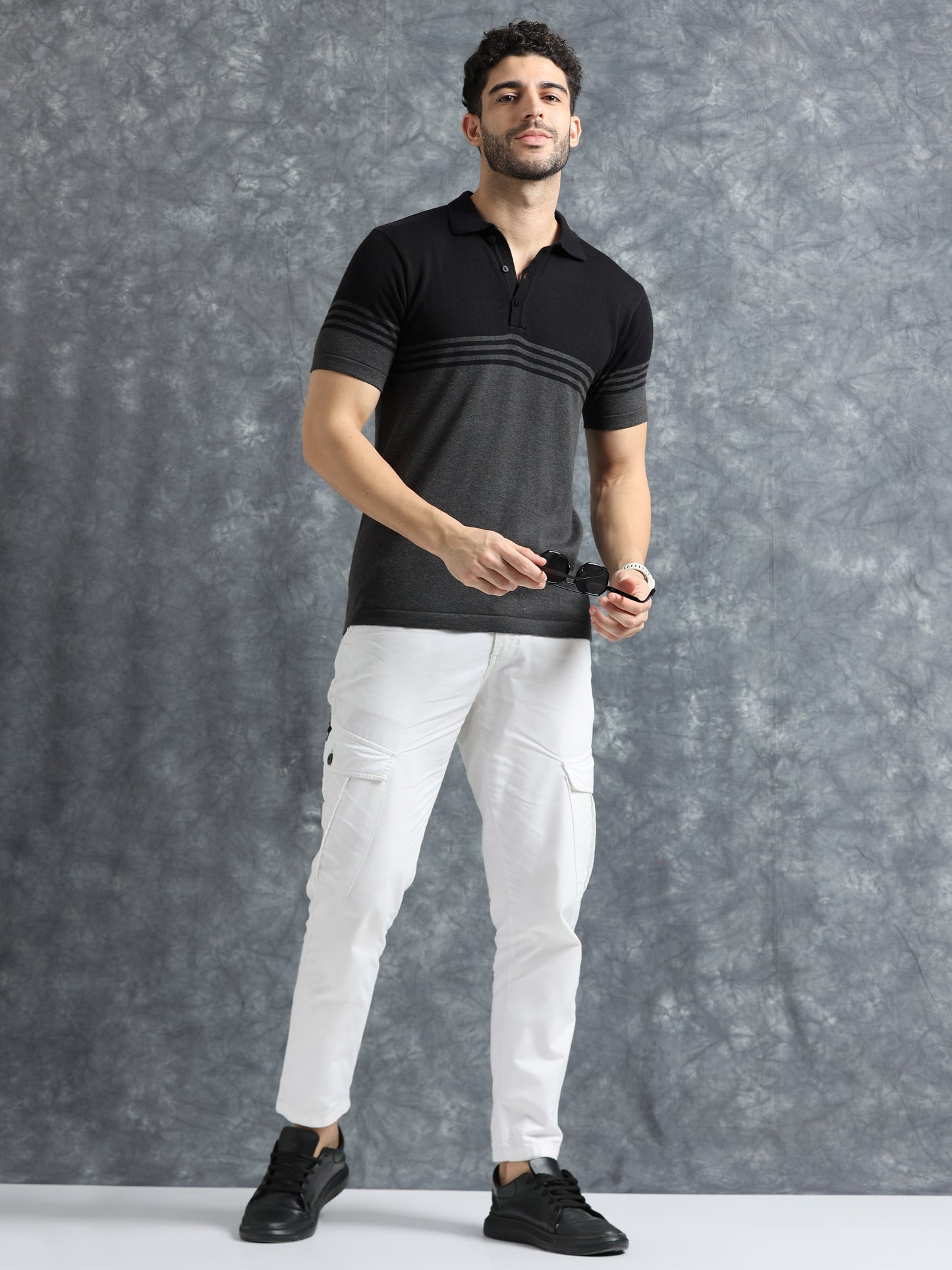 Classic Polo Tee - Black & Grey