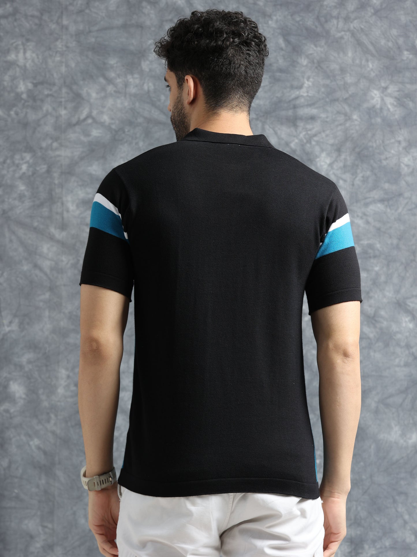 Classic Pannel Design Polo Tee - Black & Blue