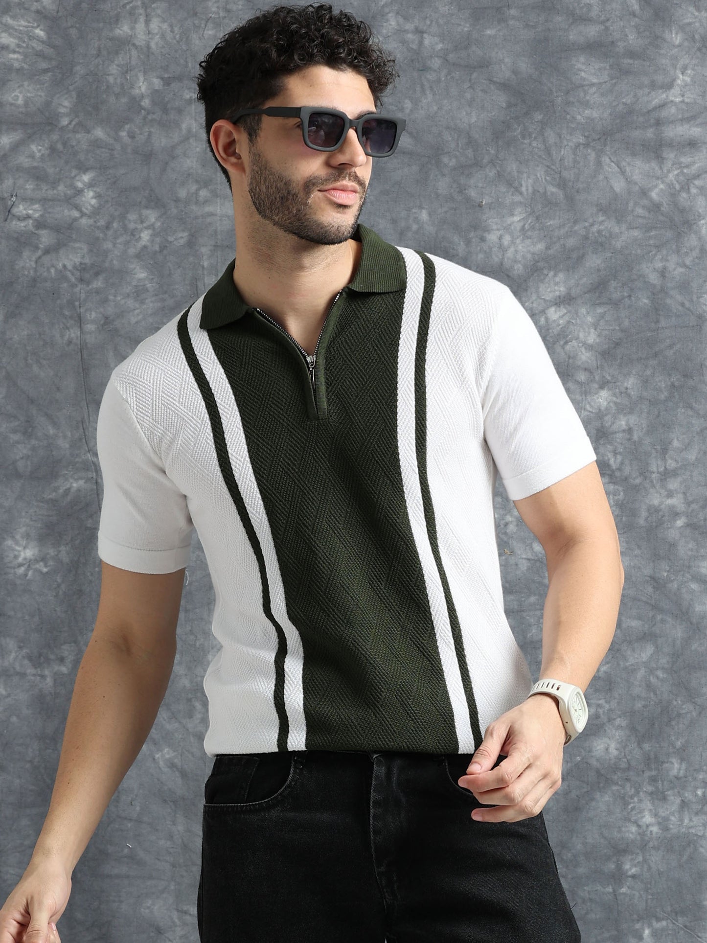 Classic Pannel Design Polo Tee - Olive