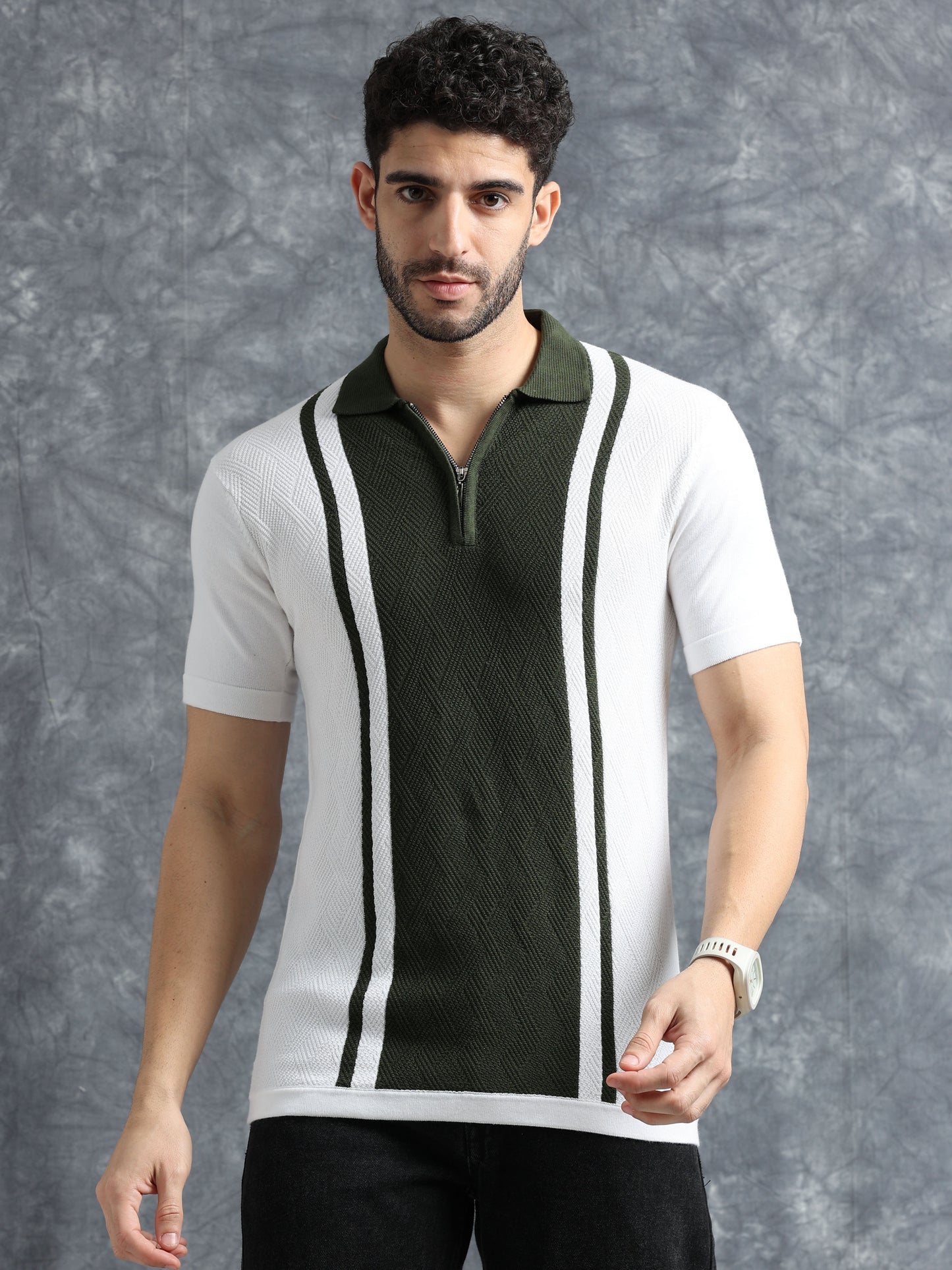 Classic Pannel Design Polo Tee - Olive