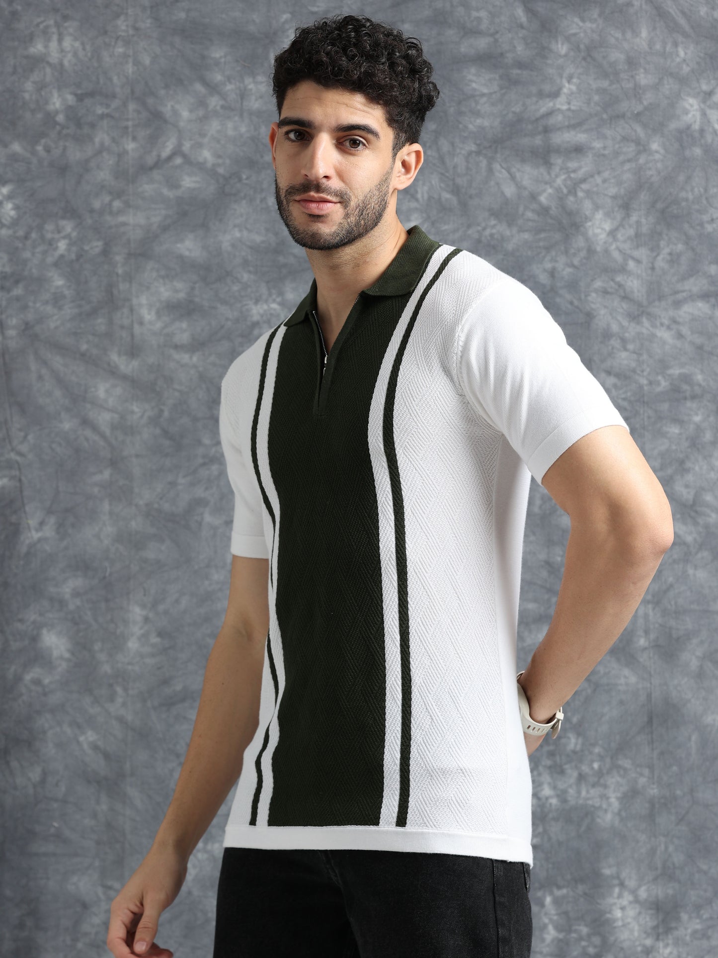 Classic Pannel Design Polo Tee - Olive