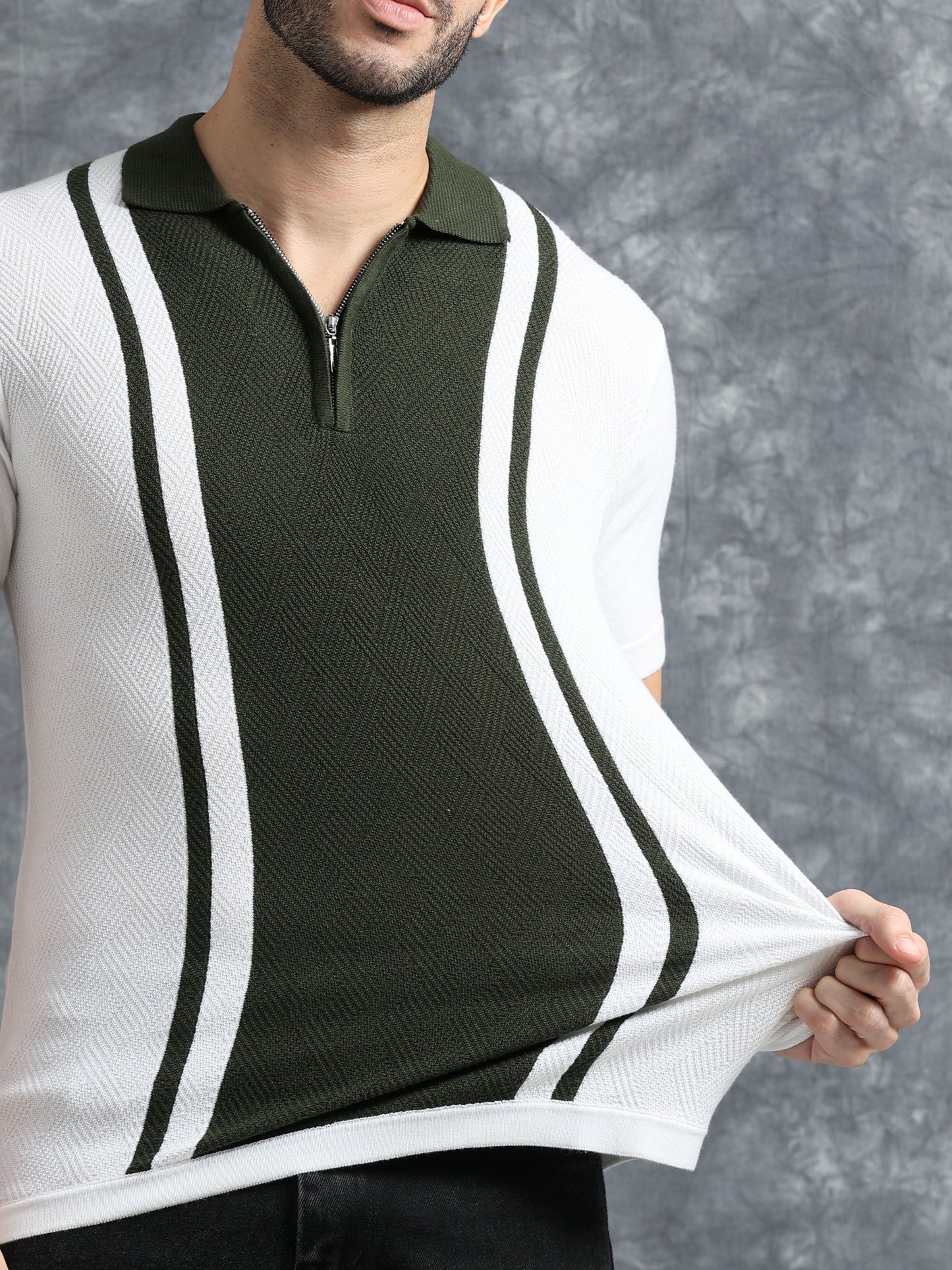 Classic Pannel Design Polo Tee - Olive