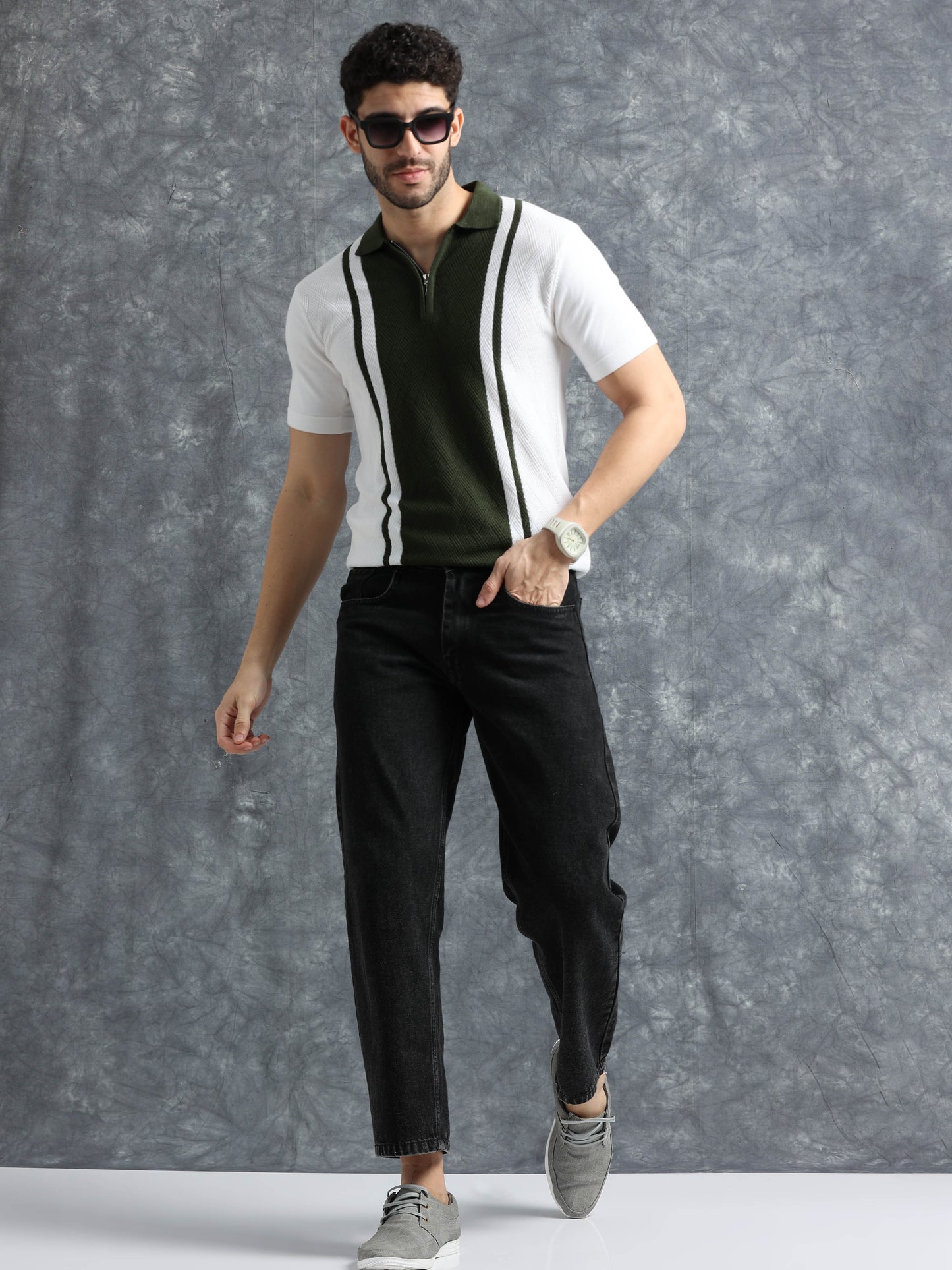 Classic Pannel Design Polo Tee - Olive