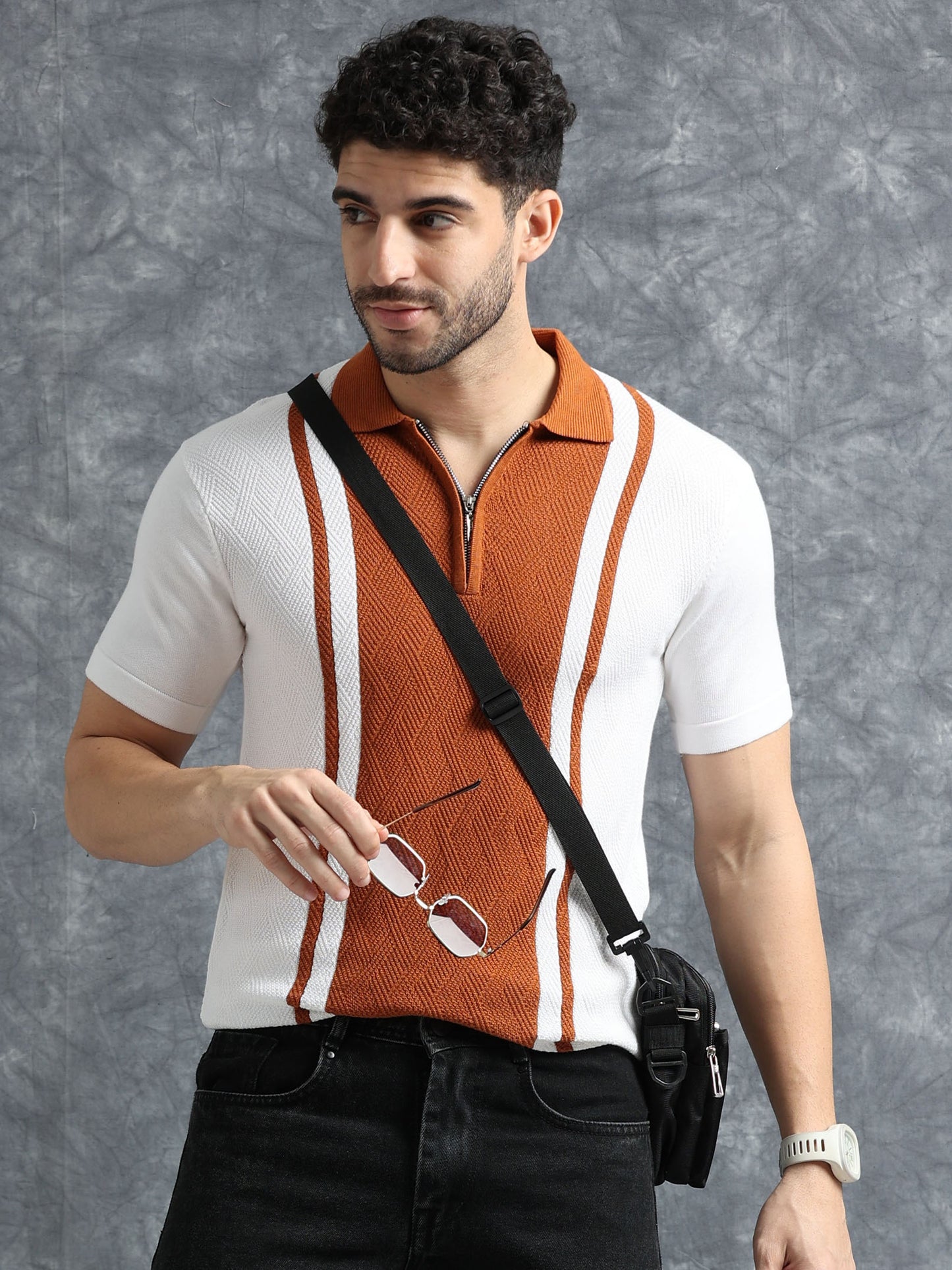 Classic Pannel Design Polo Tee - Orange