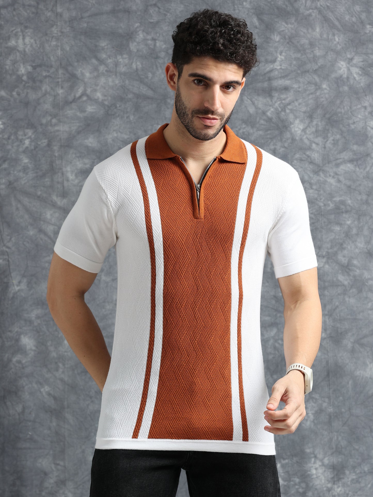 Classic Pannel Design Polo Tee - Orange