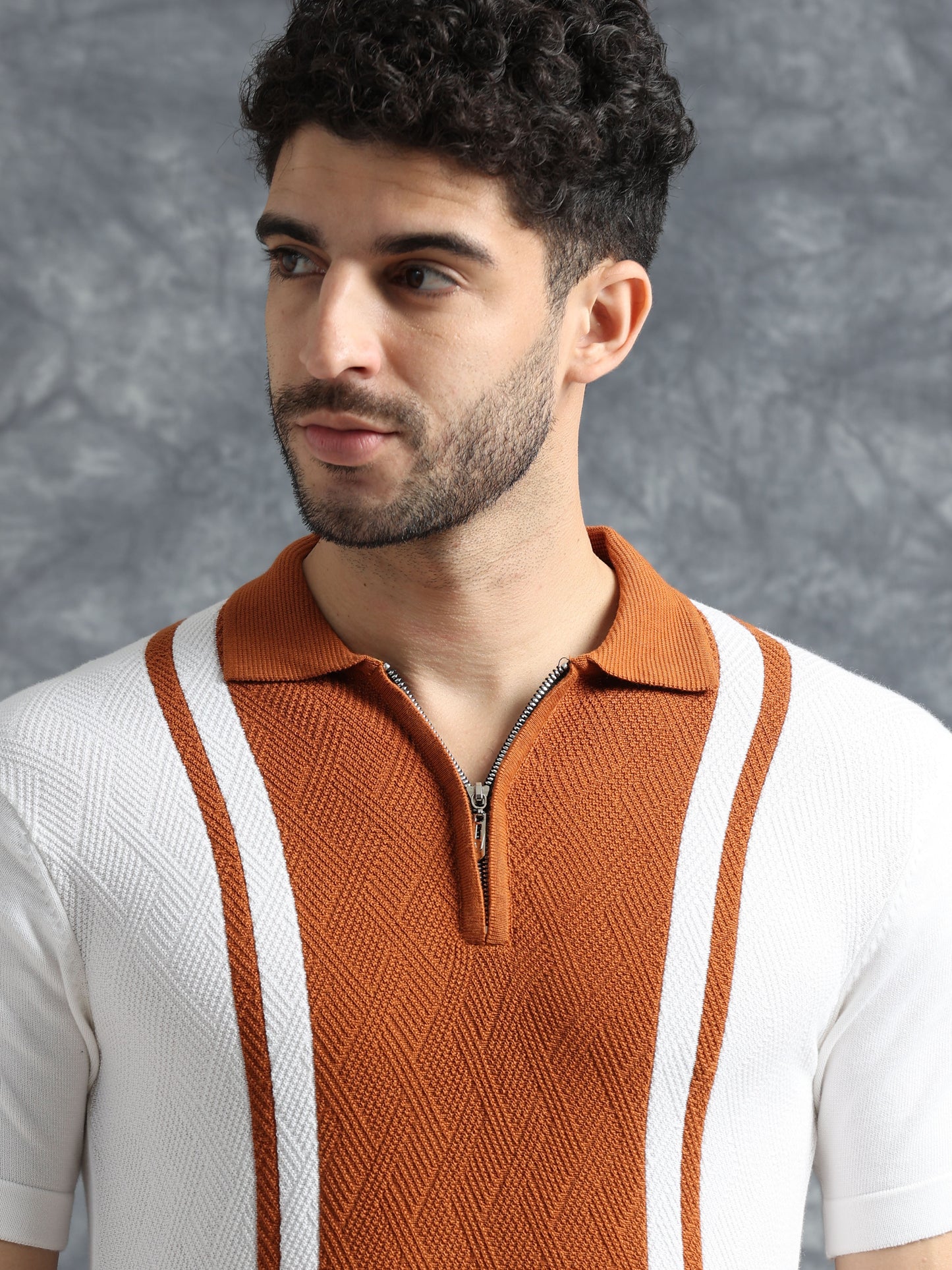 Classic Pannel Design Polo Tee - Orange