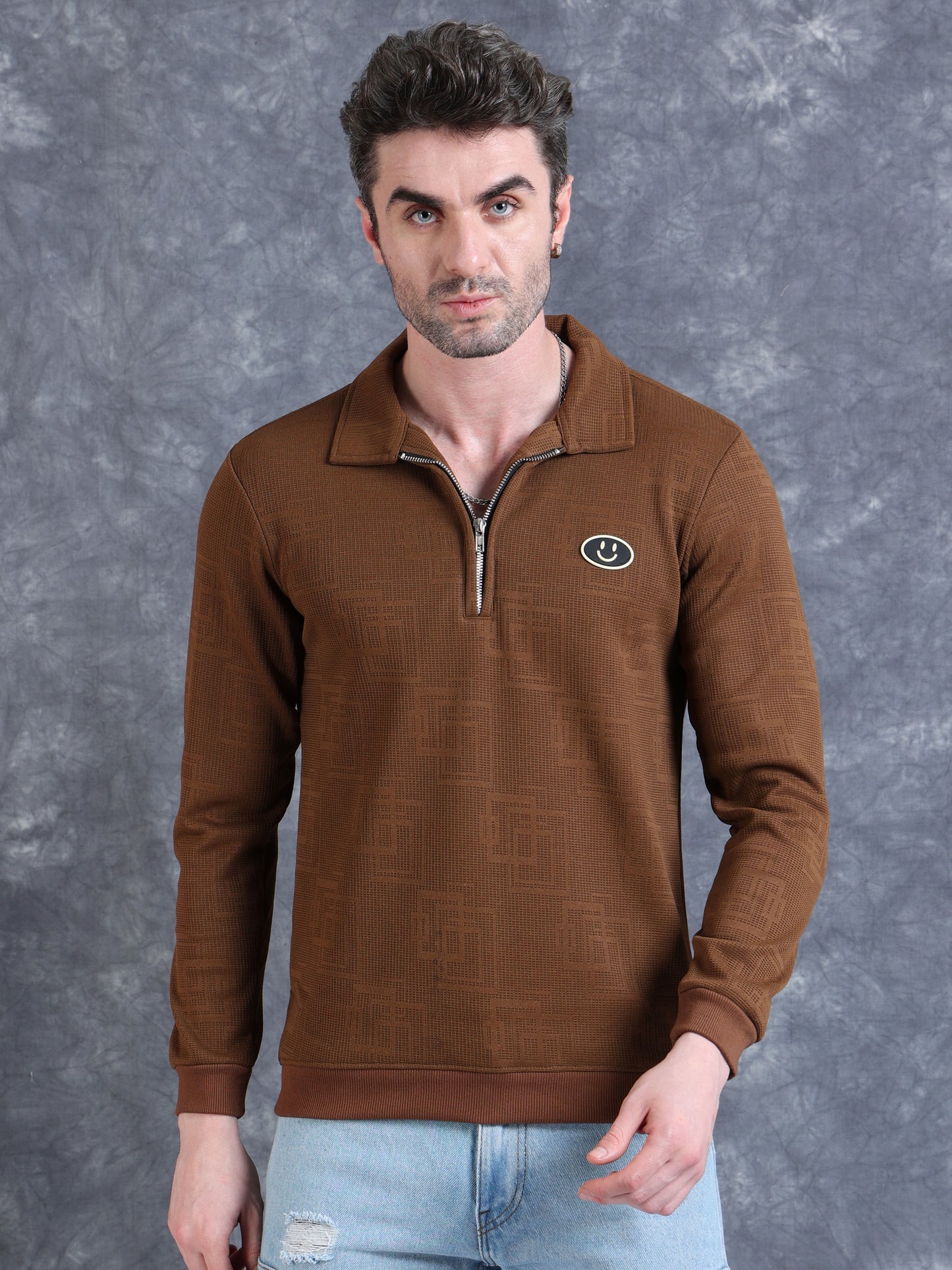Imported Jumpers 420 gsm Sweat Shirt -Brown fully stretch