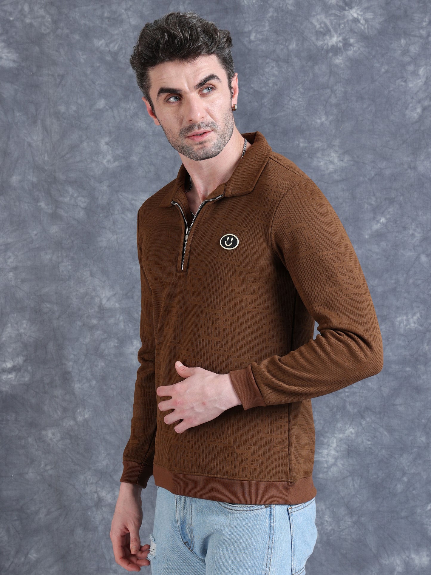 Imported Jumpers 420 gsm Sweat Shirt -Brown fully stretch