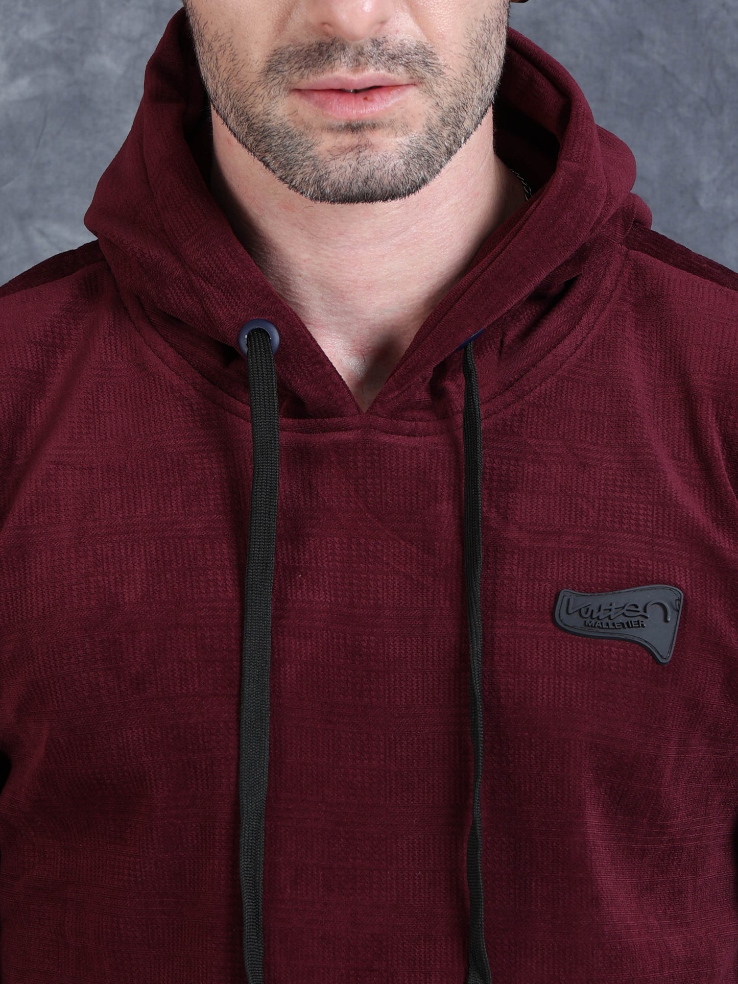 Maroon Velvet Designer Hoodie 420 gsm stretchable