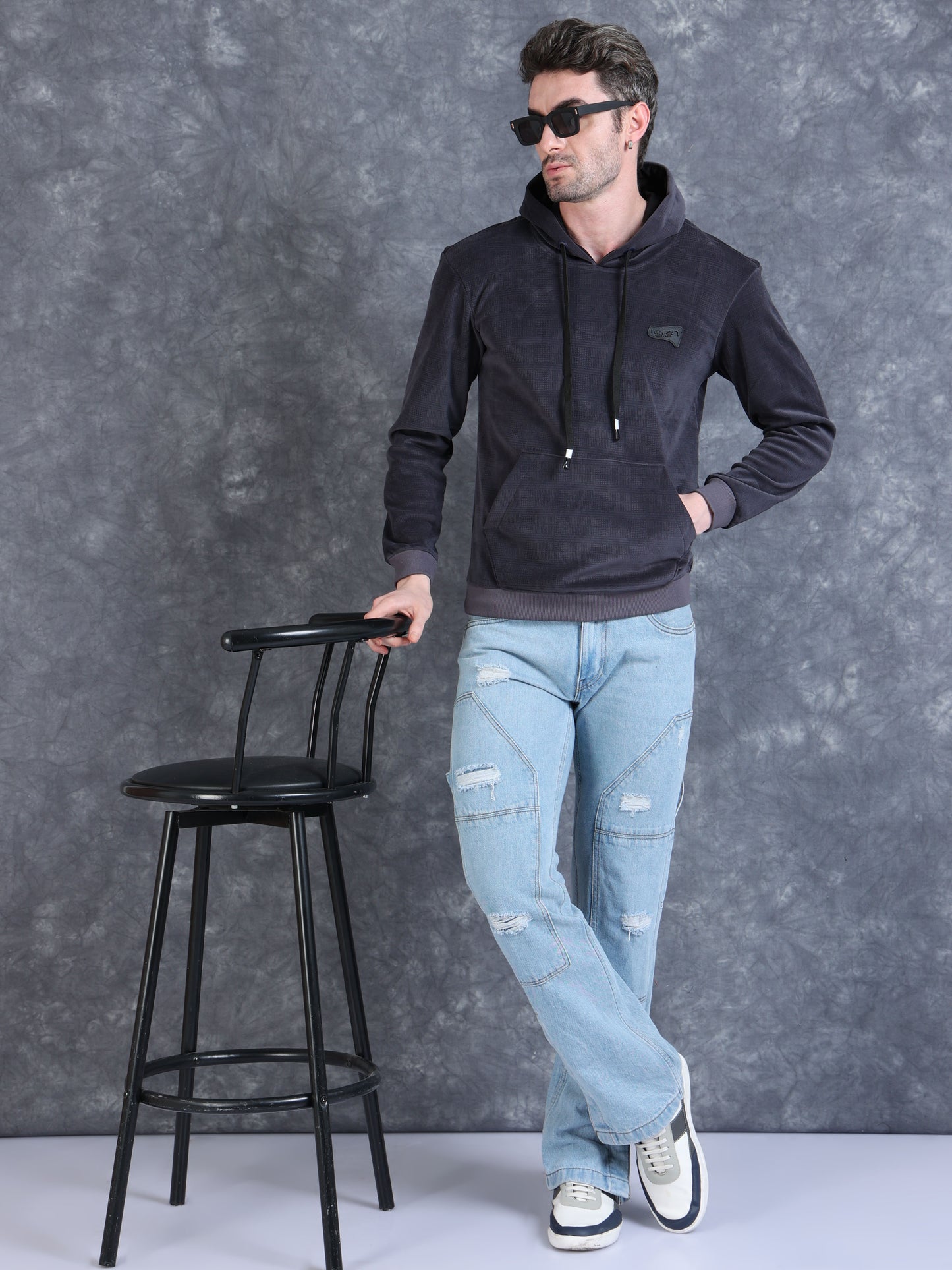 Grey Velvet Designer Hoodie 420 gsm fleece stretchable