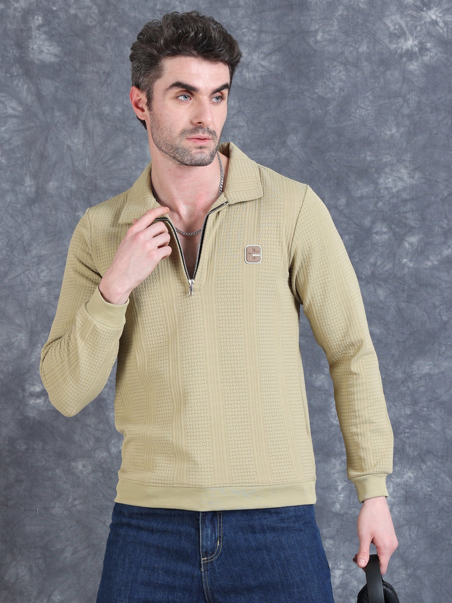 Imported Jumpers  320 gsm Sweat Shirt - Khaki fully stretch