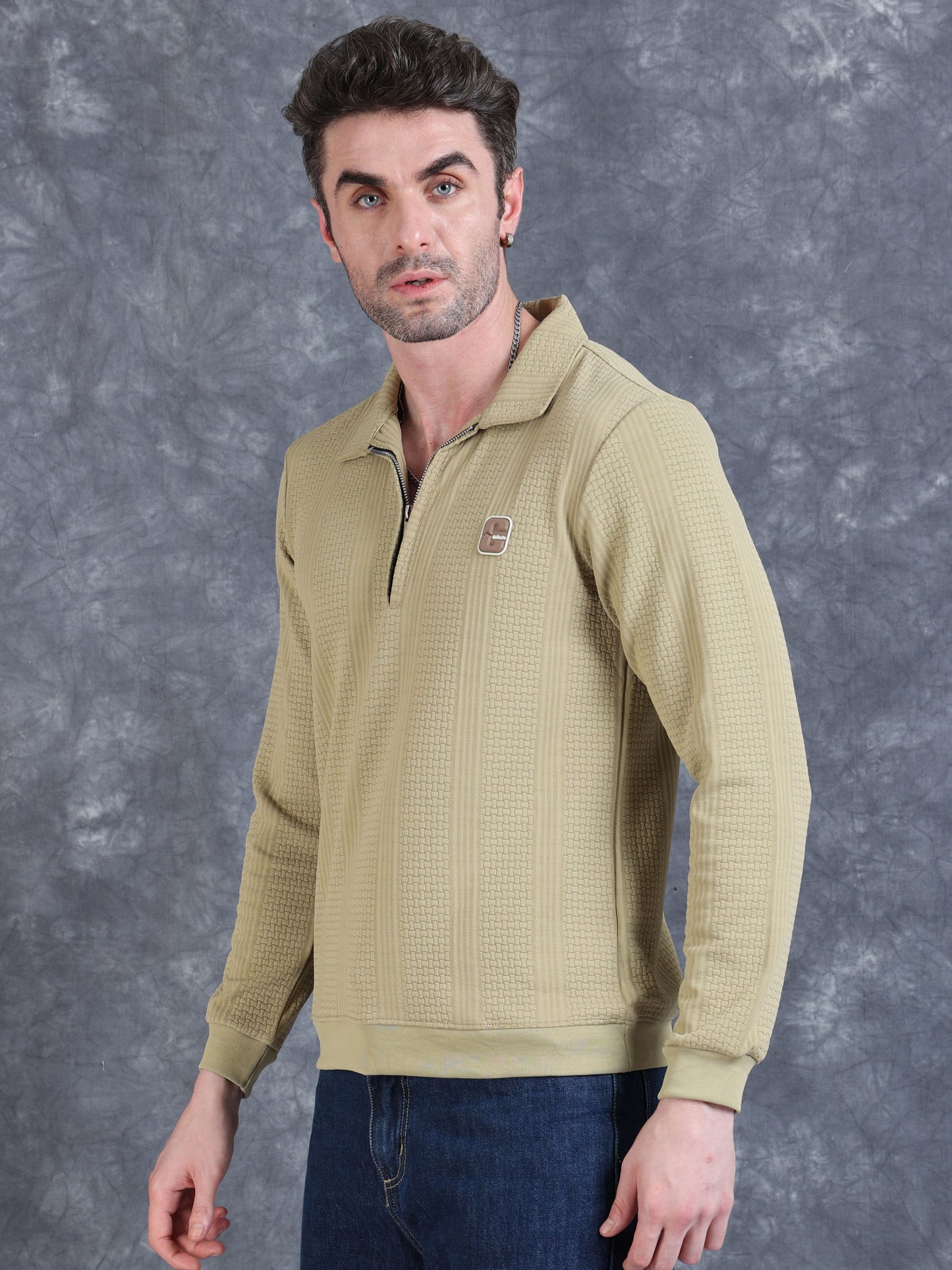 Imported Jumpers  320 gsm Sweat Shirt - Khaki fully stretch