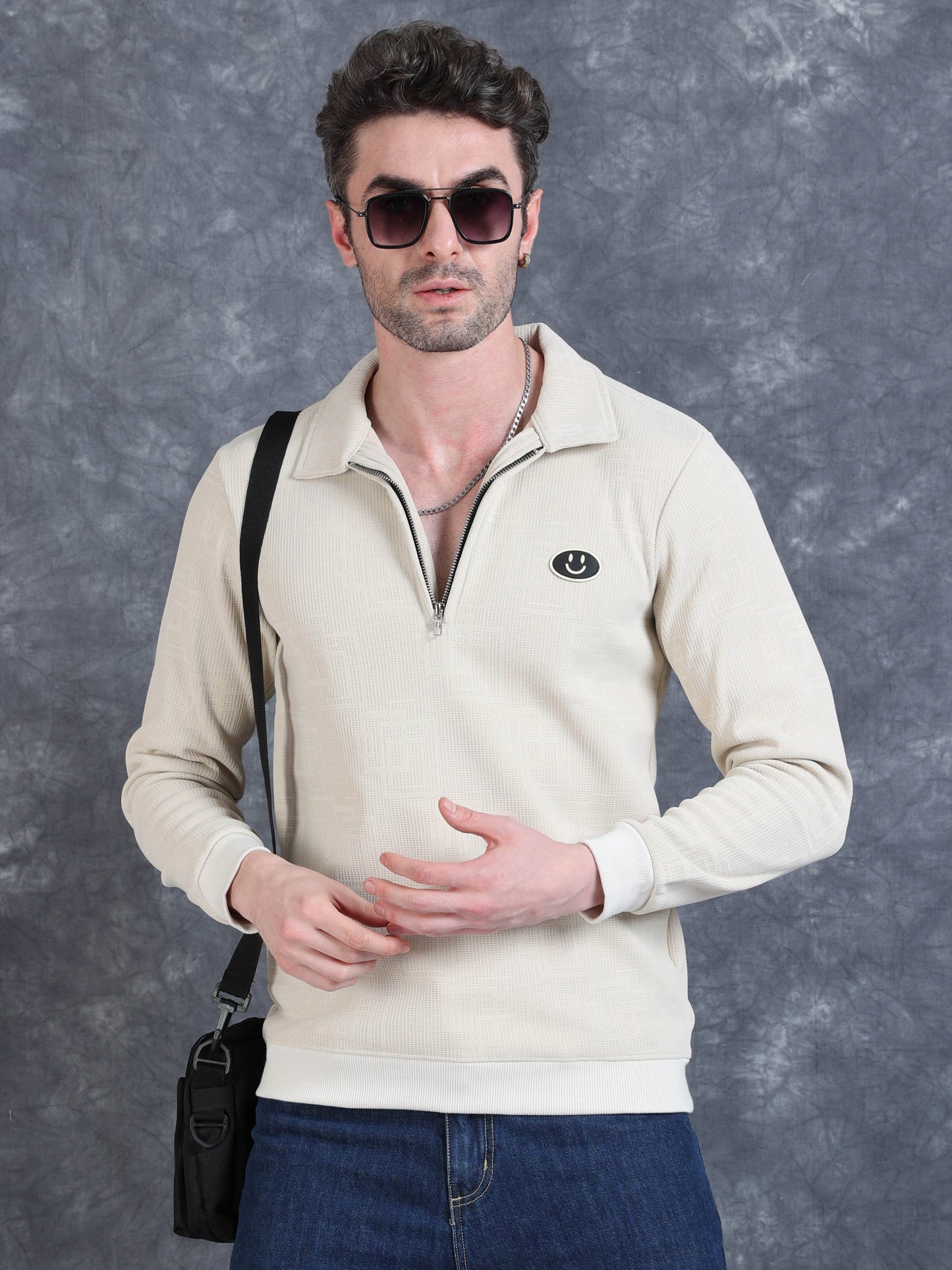 Imported Jumpers 420 gsm Sweat Shirt - Beige fully stretch