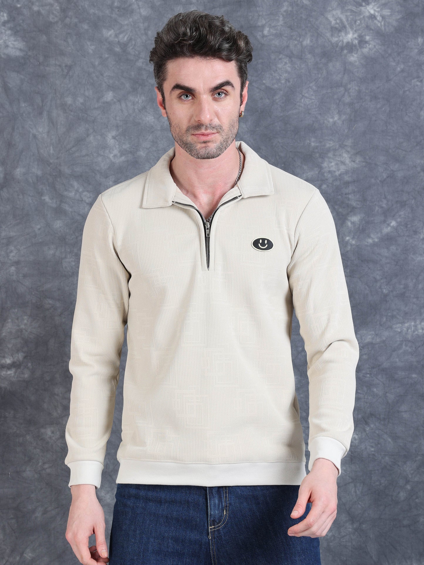 Imported Jumpers 420 gsm Sweat Shirt - Beige fully stretch