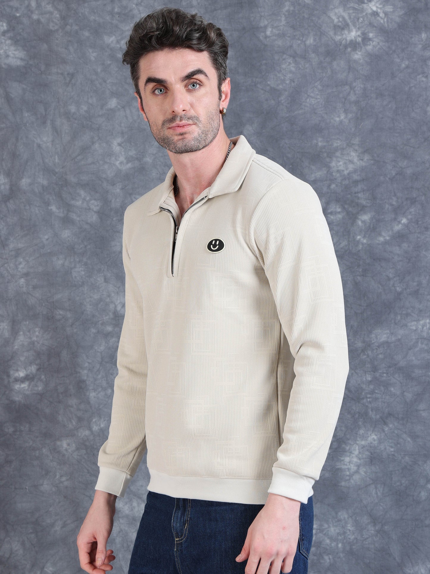 Imported Jumpers 420 gsm Sweat Shirt - Beige fully stretch
