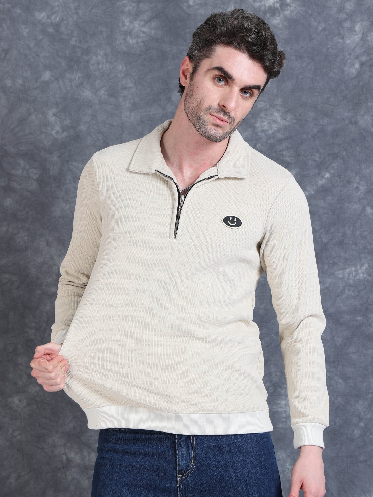Imported Jumpers 420 gsm Sweat Shirt - Beige fully stretch
