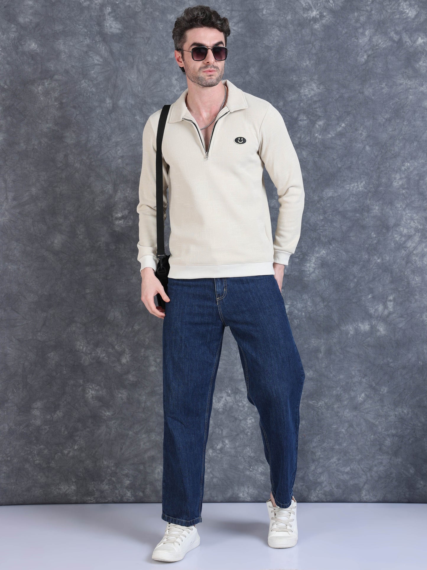 Imported Jumpers 420 gsm Sweat Shirt - Beige fully stretch