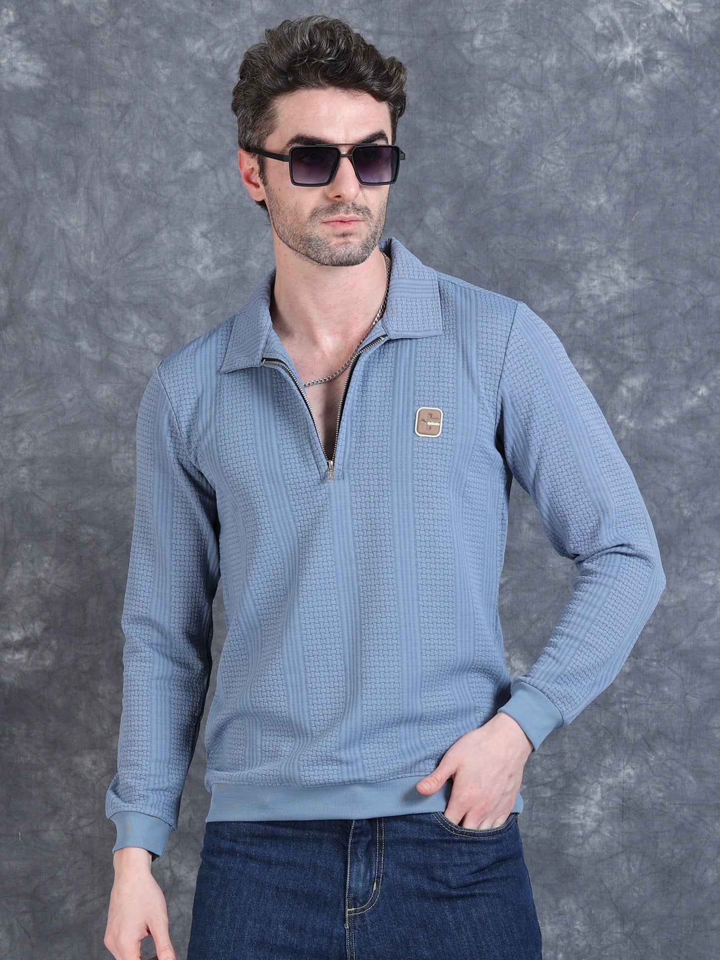 Imported Jumpers 320gsm Sweat Shirt - Blue fully stretch