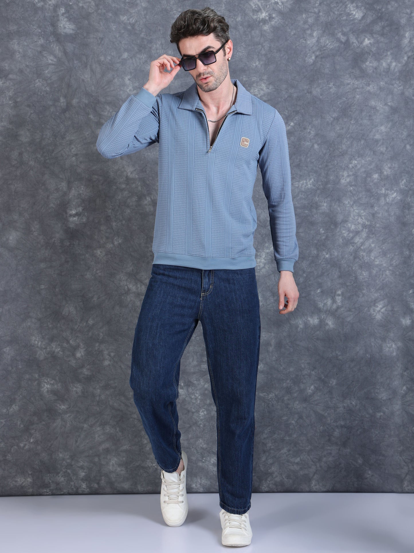 Imported Jumpers 320gsm Sweat Shirt - Blue fully stretch