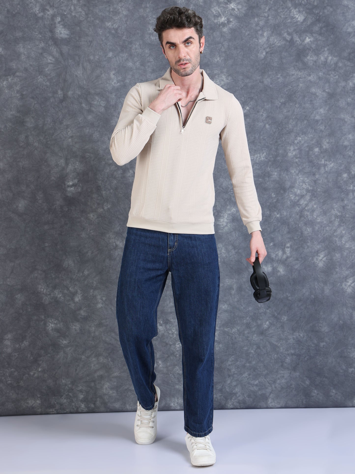 Imported Jumpers  320 gsm Sweat Shirt - Cream fully stretch