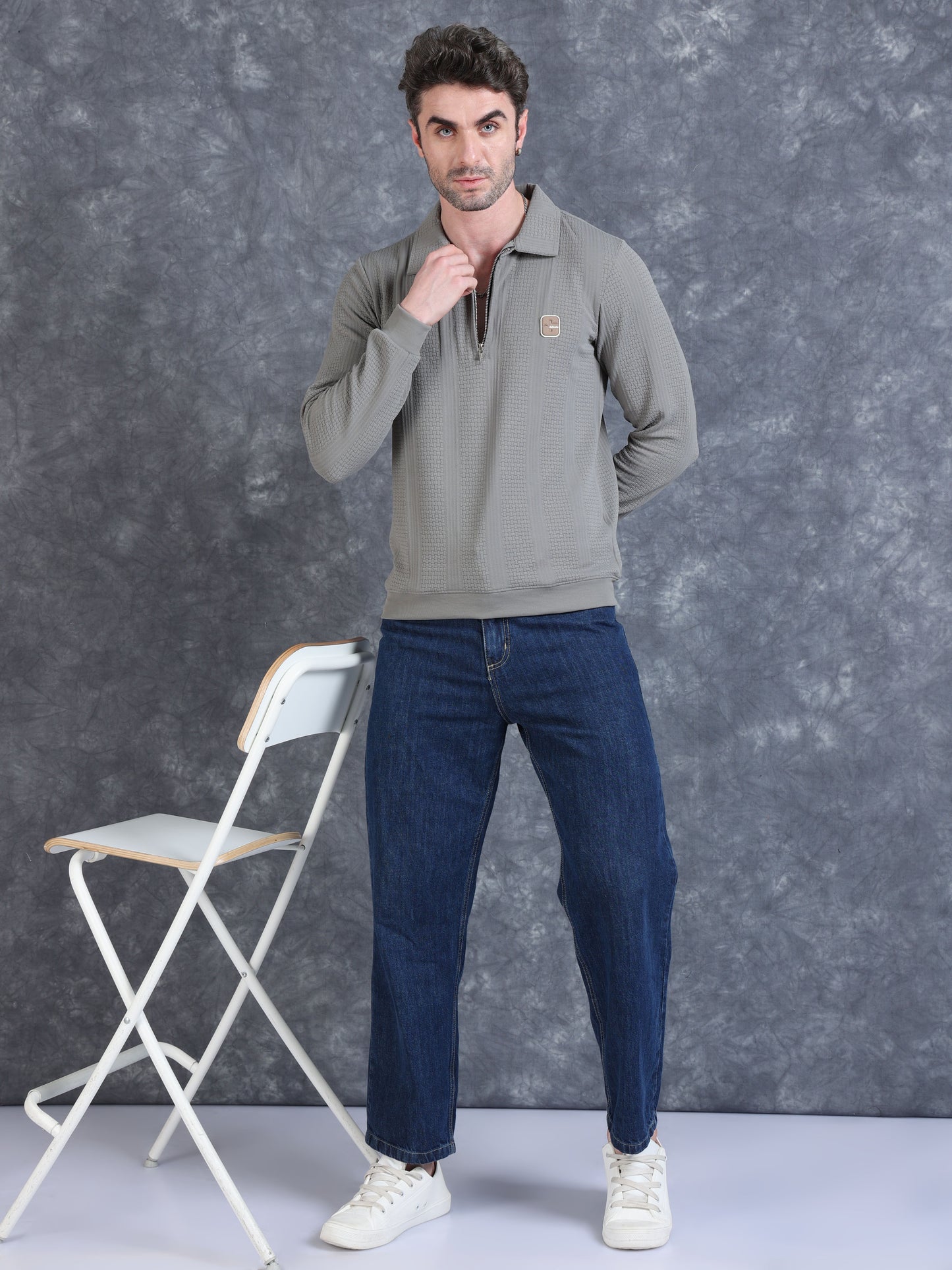 Imported Jumpers 320 gsm Sweat Shirt - Light Grey fully stretch