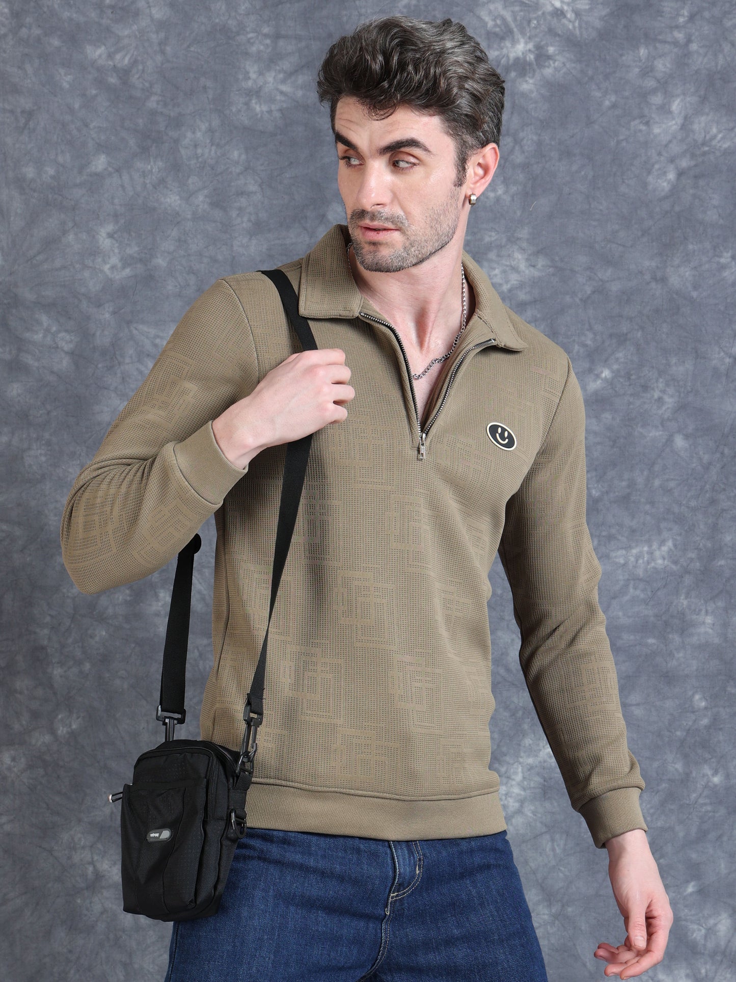 Imported Jumpers 420gsm Sweat Shirt - Dark Khaki fully stretch