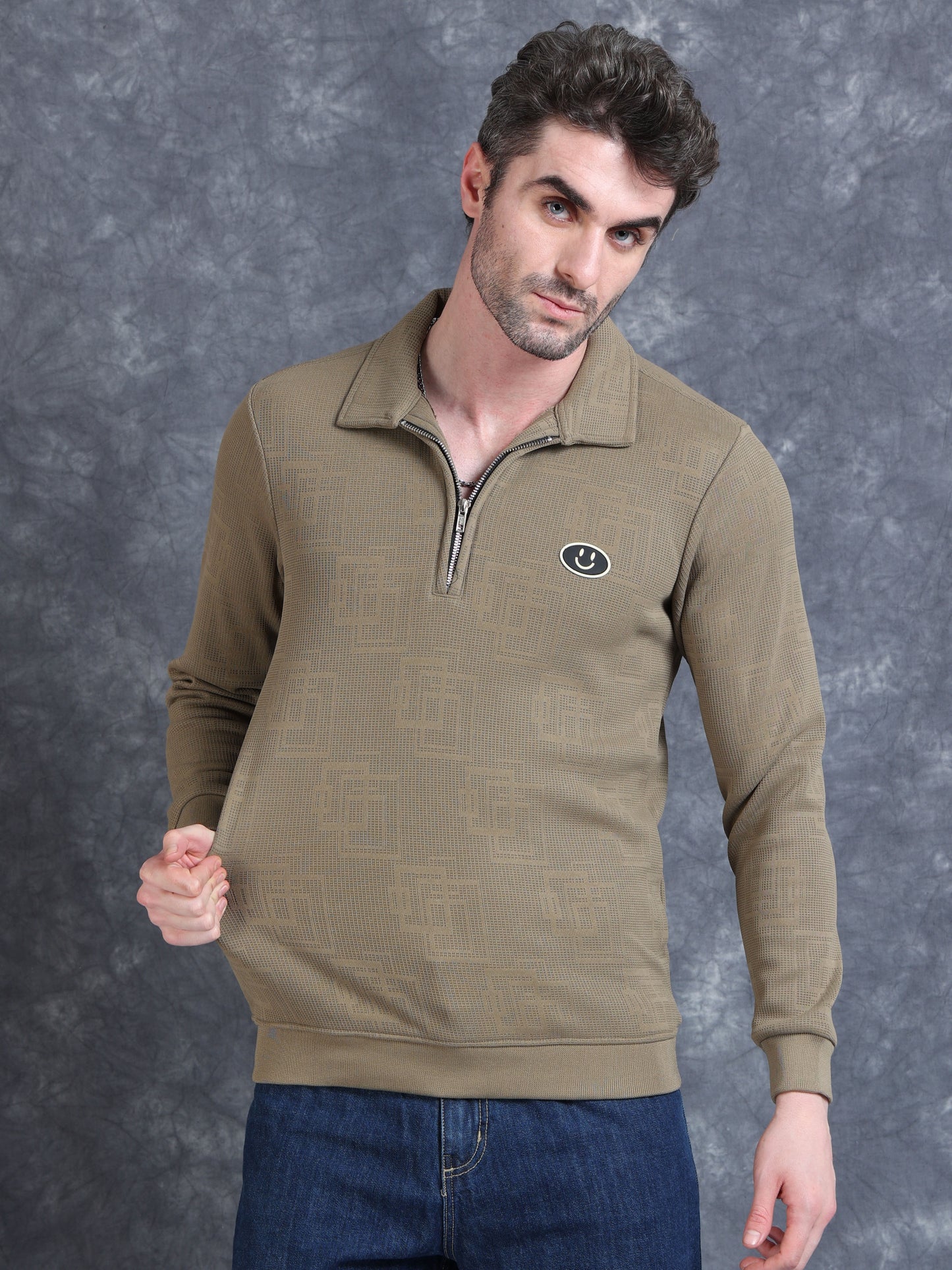Imported Jumpers 420gsm Sweat Shirt - Dark Khaki fully stretch