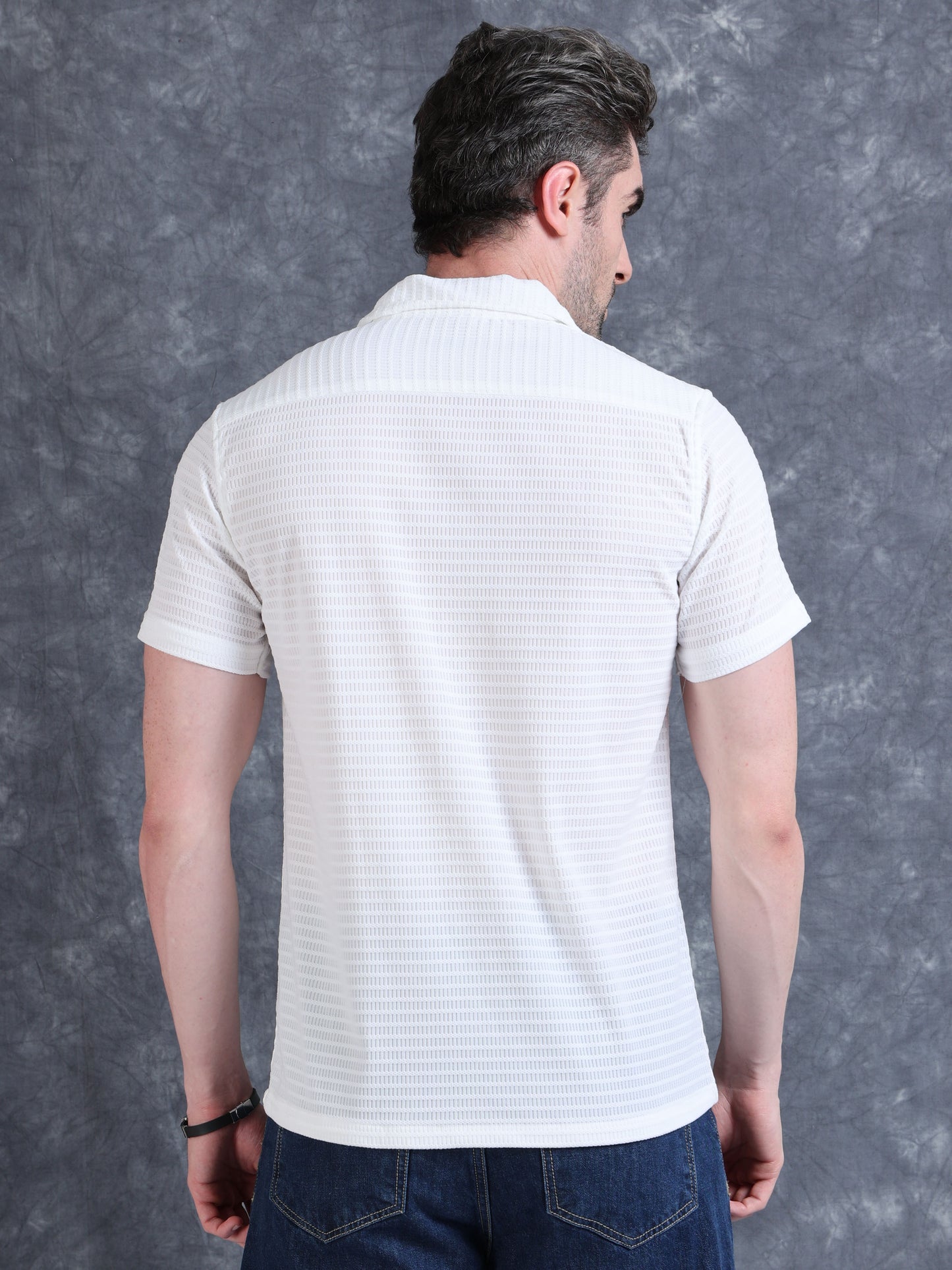 Imported Taiwan Sunset Plaid Textured Shirt -White