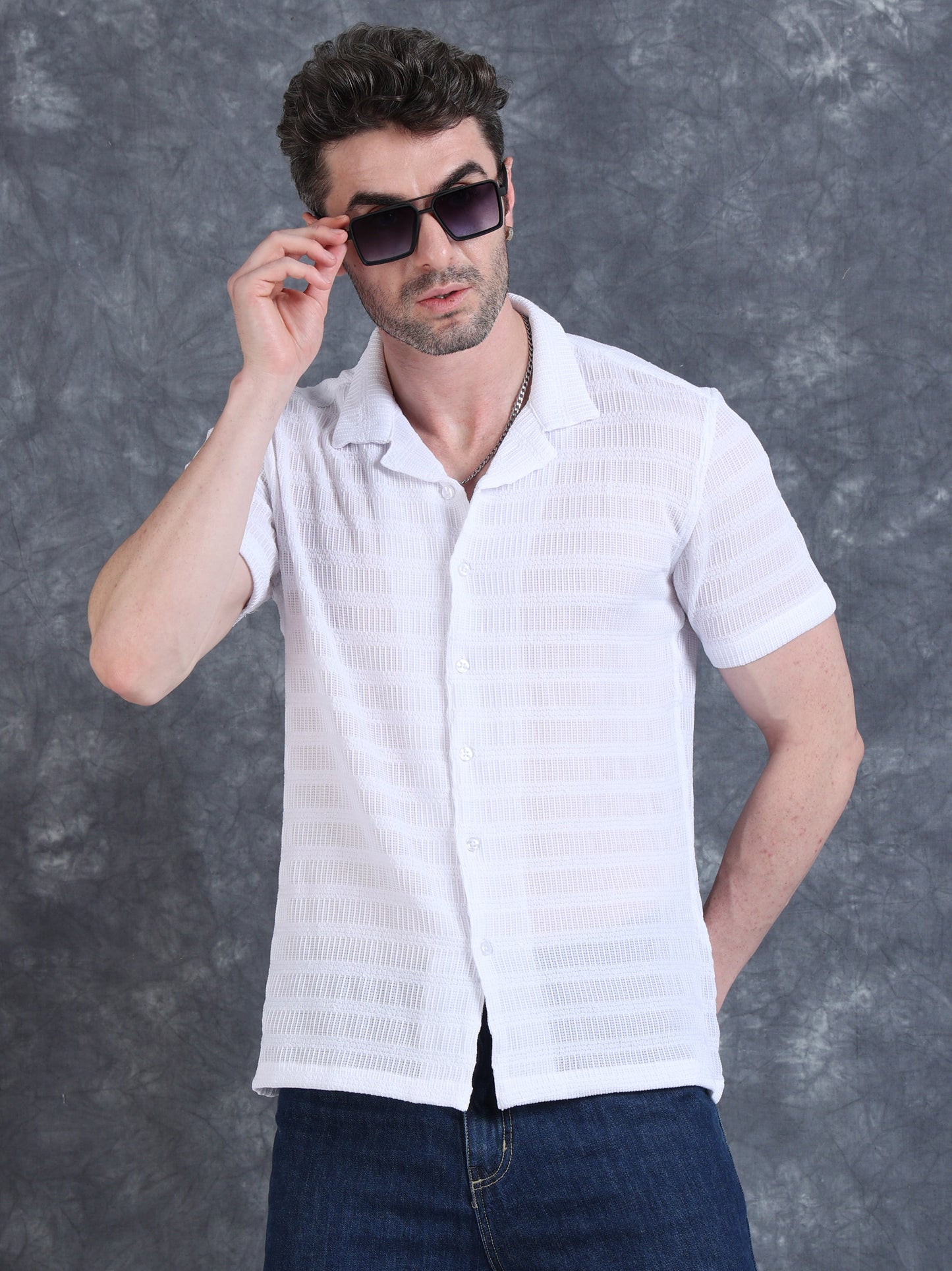 Imported Taiwan Sunset Plaid Textured Shirt -Beige